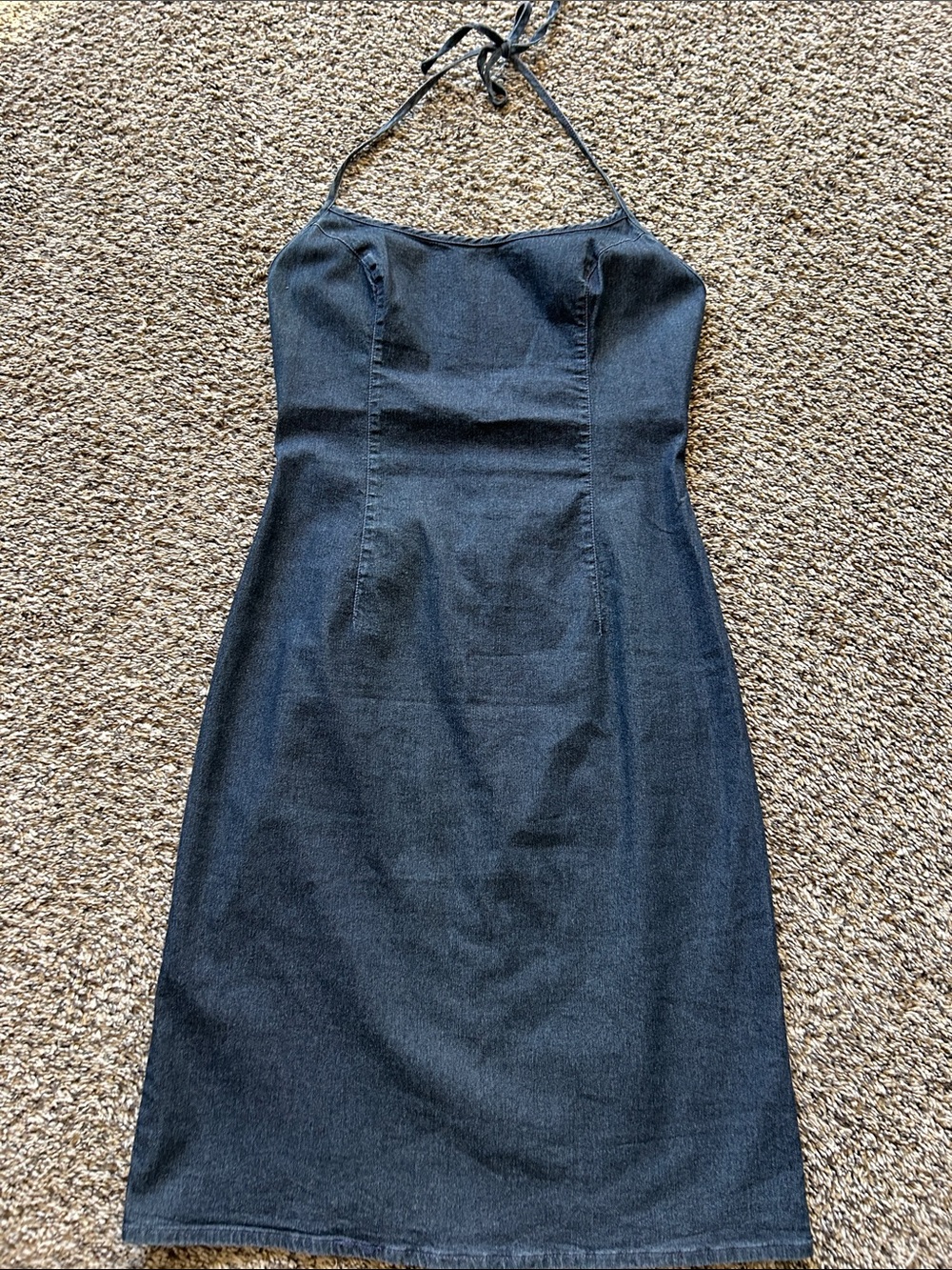 Vintage Benetton Denim Halter Mini Dress - Made in Italy Y2K Size S